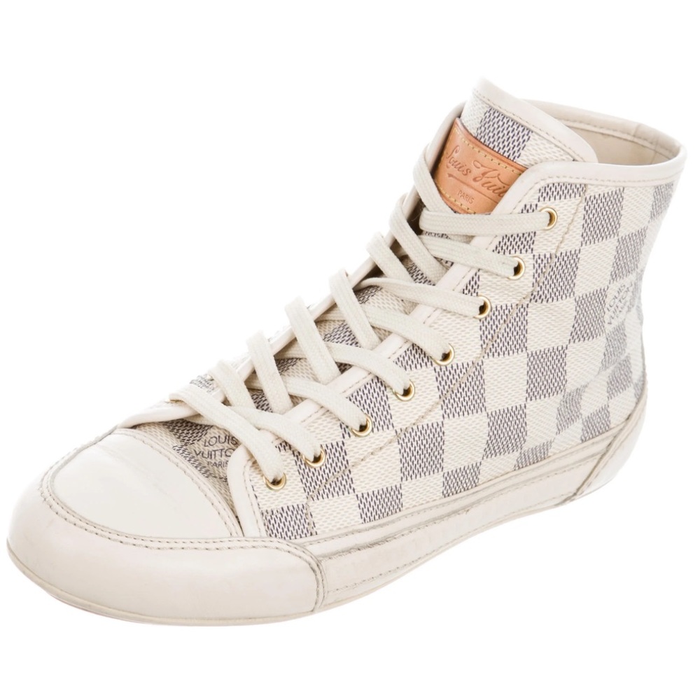 Louis Vuitton Damier Azur Hi Top Sneaker Size 37.5.